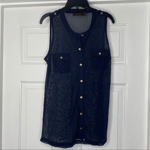 The Limited Navy Blue Sheer Top